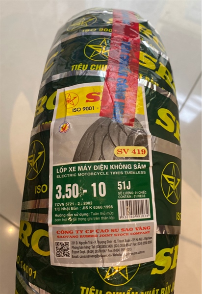 Lốp SV Xe Điện 350-10 51J SV419