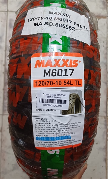 Lốp Maxxis Vespa Sau 120/70-10 M6017